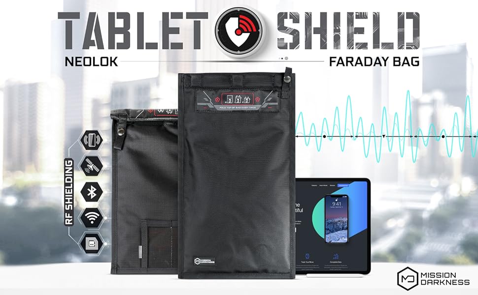 mission darkness neolok non-window faraday bag for tablets